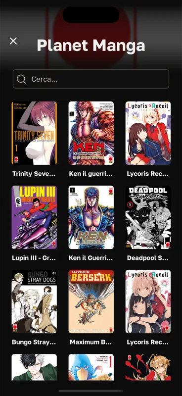 Il catalogo Planet Manga nell'app Koomy